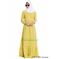 Frilled abaya dress with pintucks- lemon yellow Frilled abaya dress with pintucks- lemon yellow